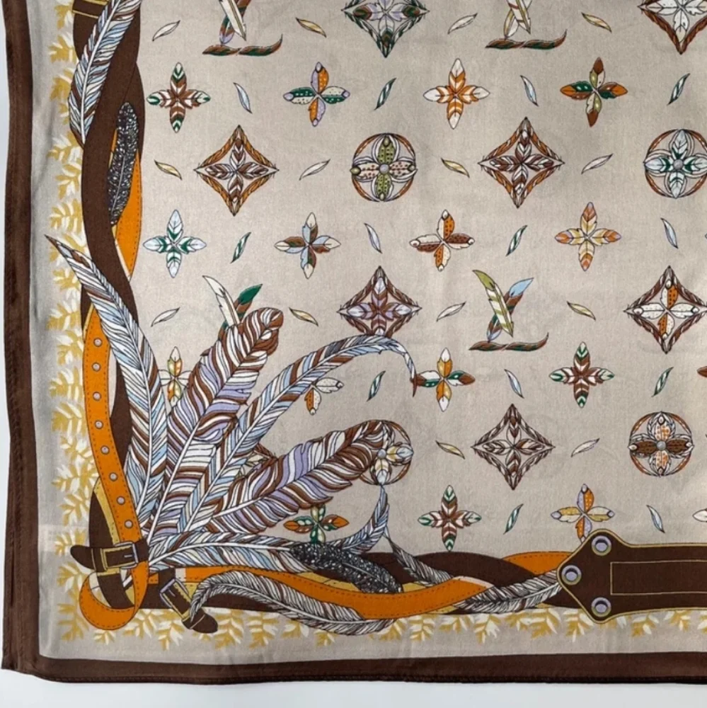 Elegant Silk Scarf with Gold Accents